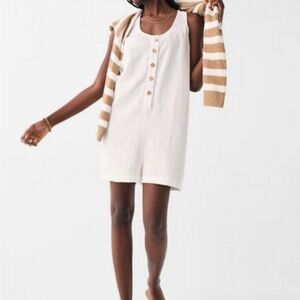 NWT Faherty White Button-Down Romper